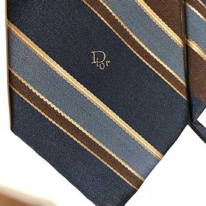 Christian Dior Men’s tie Brown and Blue striped.